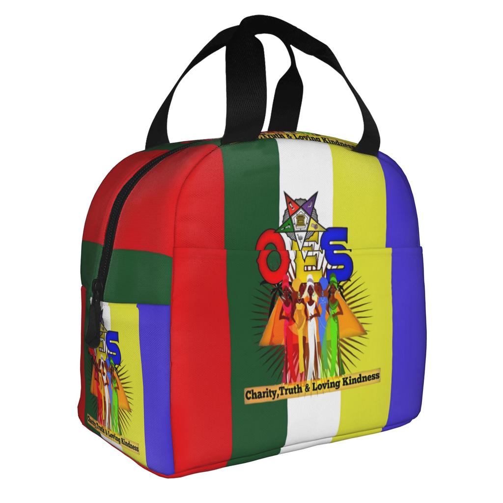 Order Of The Eastern Star Logo Thermal Insulated Lunch Bags Women Portable Lunch Container for School Multifunction Food Box
