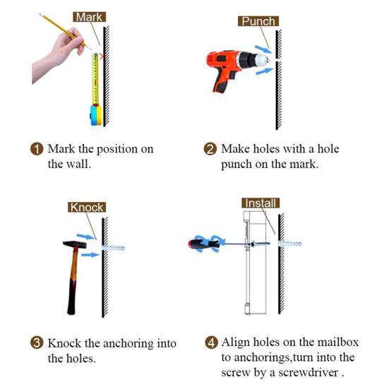Открытый запираемый настенный подвесной железный почтовый ящик с ключом