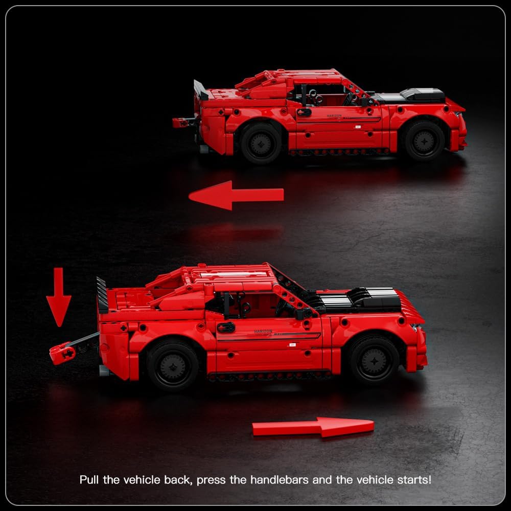 MOULD KING Challenger SRT Hellcat Super Car Block Set Pullable Car Block Set Adult and Children's Building Toys 8+