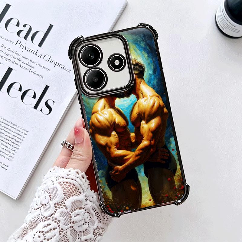 Muscle Man Gay Fitness Soft Phone Case For Xiaomi Redmi Note 14 15 Pro Plus 13 12 11S 11T 5G 10 9S 9 Plating Anti-Fall Fundas