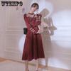 Красное платье Темперамент для похудения Весенне-осеннее женское платье Шикарный дизайн Sense Юбка Талия Темперамент Высококачественная короткая юбка с длинными рукавами