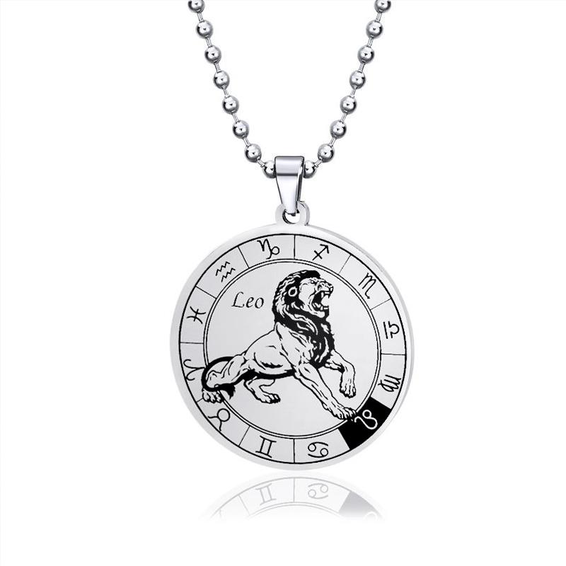 12 зодиакального созвездия Овен Рыбы Лев Весы Скорпион Козерог Кулон Ожерелье из нержавеющей стали Дамы Мужчины Серебряная цепочка Ожерелье Ювелирные изделия