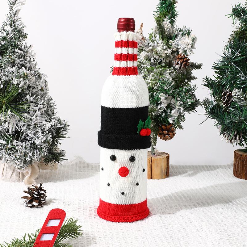 Merry Christmas Festival Decoration Supplies Christmas Wine Bottle Covers Knitted Wine Bottle Bags for Christmas Birthday Party