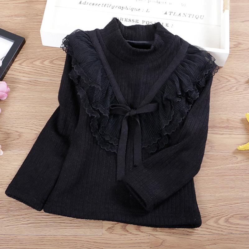 YUBAOBEI Блузки для девочек, белая одежда для маленьких девочек, детская одежда, школьная форма, блузка для девочек, хлопковая детская кружевная рубашка, плюшевый толстый теплый топ, блузки