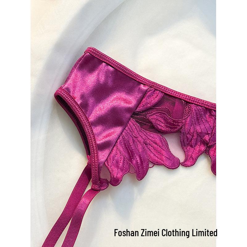 Французская цветочная элегантность: Сексуальный тонкий комплект бюстгальтера для большой груди 24130