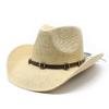 Fashion Casual Hand-Woven Ethnic Style Wide Brim Jazz Straw Hat Men'S And Women'S Outdoor Sunscreen Shade Straw Hat