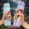 1PC Happy Mothers Day Heart Family Pattern 750ml Color Plastic Sports Water Bottle Leakproof Flip Straw Lid Suitable for Sports Office Home Use