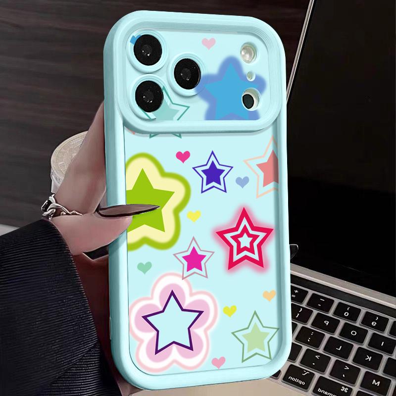 Blended Colorful Stars Pattern Case For iPhone 17 Pro Max Shockproof Silicone Bumper Cover For iPhone 16 Pro Max Funda iPhone 15 14 13 12 11 16E