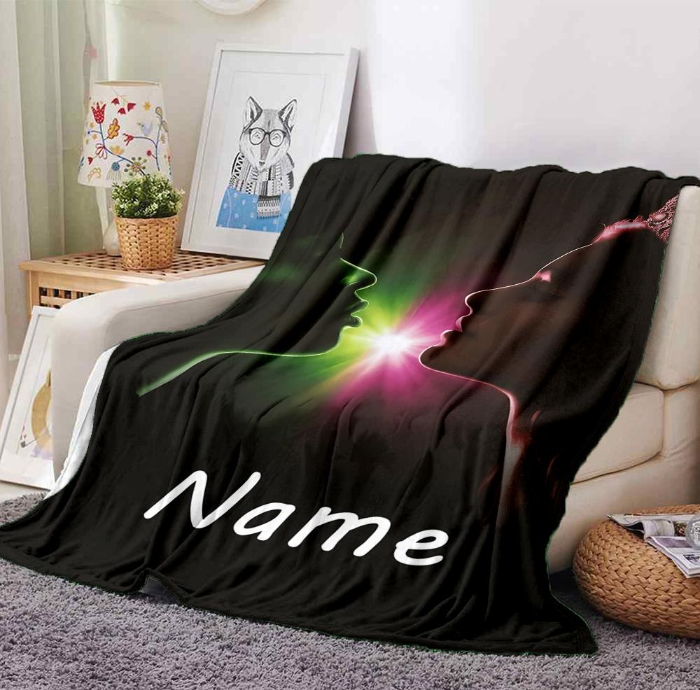 Custom Name Light Shadow Flannel Blanket Throw Blanket Soft Warm Sofa Bed Decor Unique Gift