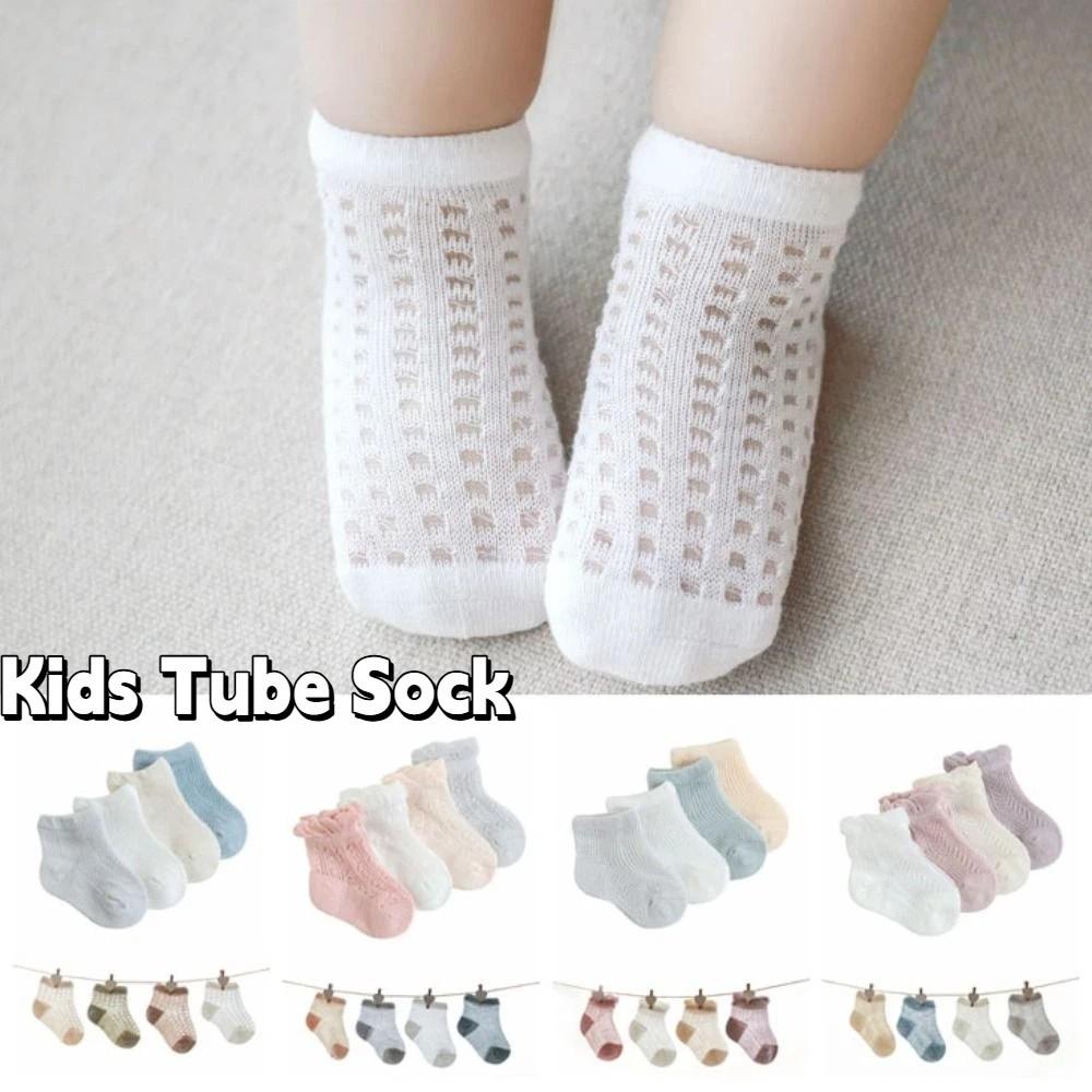 4Pairs Cotton Baby Ruffle Socks Non-slip Toddle Short Socks Sweet Kids Mesh Tube Socks Princess