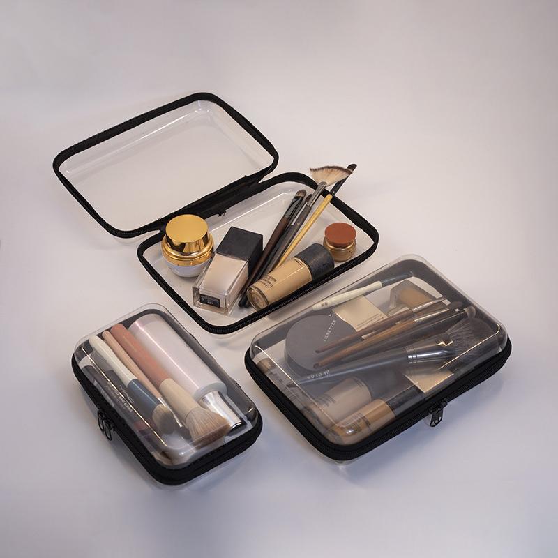 Waterproof Transparent Hard-shell Cosmetic Storage Bag Zippered Clear Pouch for Travel Outdoor Toiletries Organizer