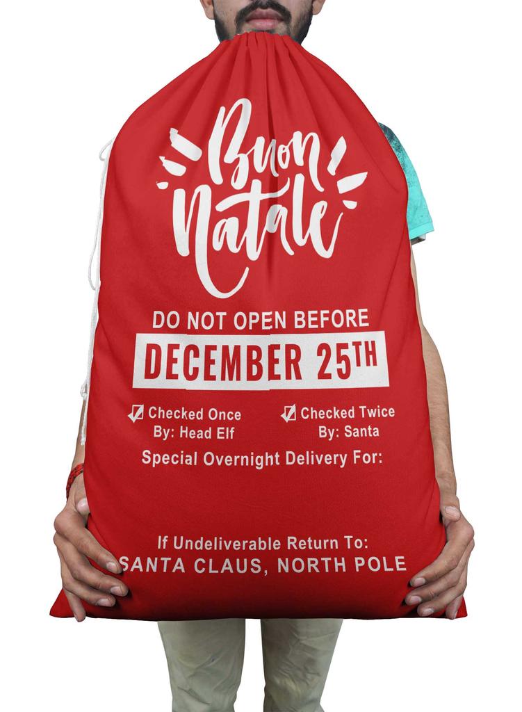 Printtoo 2 шт. Большие мешки Санты с завязками на шнурке, холщовые рождественские подарочные пакеты для детей, Рождество 27x20 дюймов