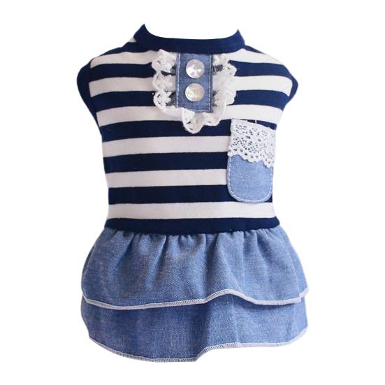 Платье для домашних животных в полоску с галстуком-бабочкой, тонкий ветрозащитный, удобный, со складками по краю, очаровательное лето