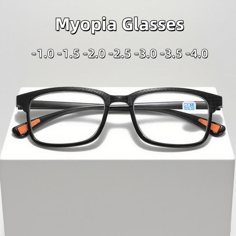 Men'S Square Myopia Glasses Ultra Light Comfortable And Anti Blue Light Glasses Optical Prescription Eyeglasses -1.0 To -4.0