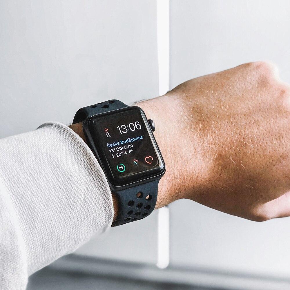 Sport Strap For Apple Watch Band 6 SE 5 4 44mm 45mm 40mm Silicone Breathable Belt Bracelet To iWatch Watchband iWatch Ultra 7 6 5 4 41mm 42mm 38mm