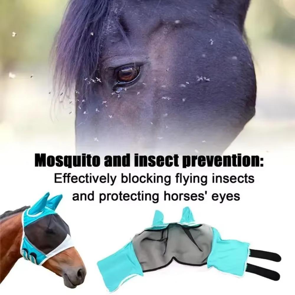 Adjustable Horse Fly Mask Professional Anti-Flyworms Mask Equestrian Horse Face Cover  Riding Gear