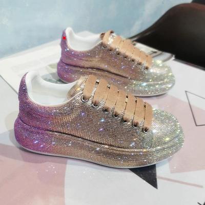 Модные осенние женские туфли на платформе Crystal Colo Silver Shoes для женщин Shining Crystal Sneakers Trend Casual Luxury Rhinestone Shoes