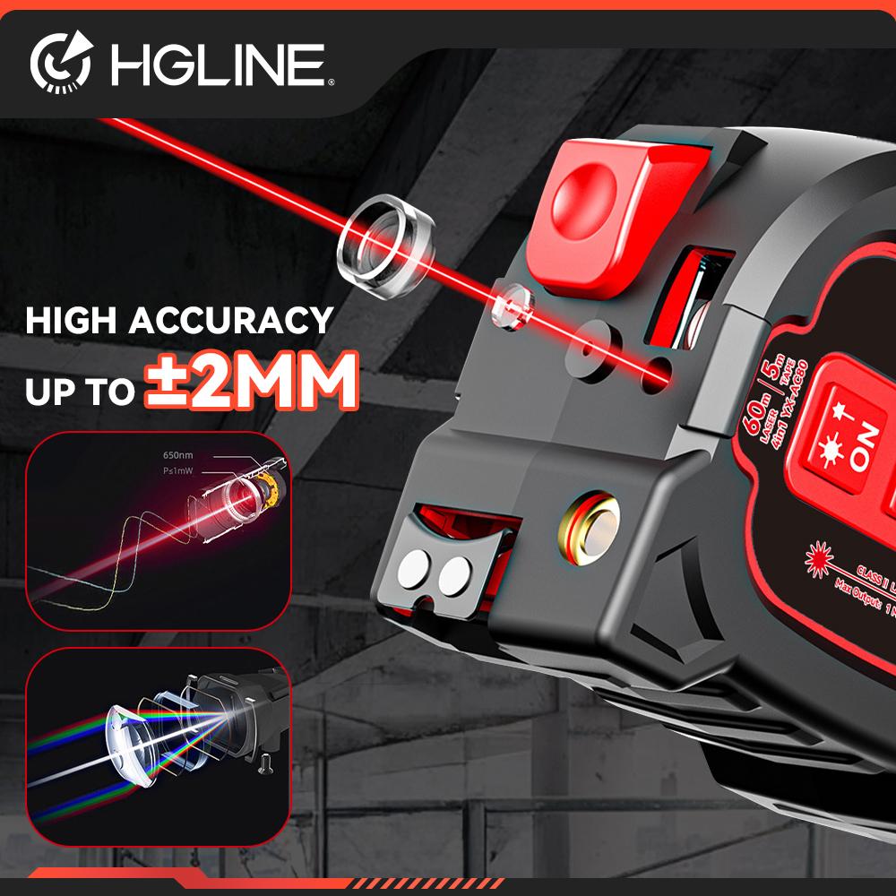 HGLINE 4 в 1 60 м лазерная рулетка 5 м рулетка линейка ЖК-дисплей электронная линейка лазерный дальномер измерительный инструмент