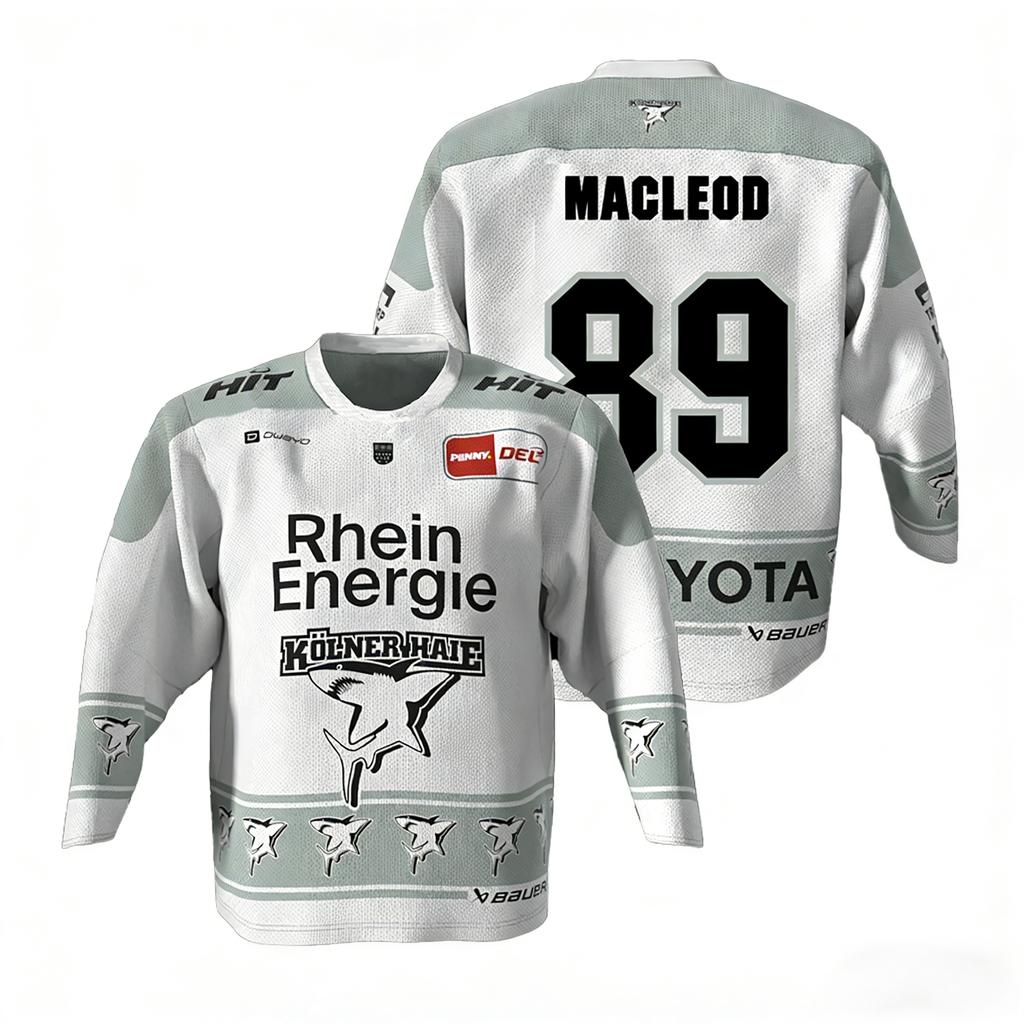 Haier MacLeod # 89 Russell 2026 DEL Родительский Детский Немецкая Хоккейная Майка 3D Печать Круглый Вырез Длинный Рукав Футболка