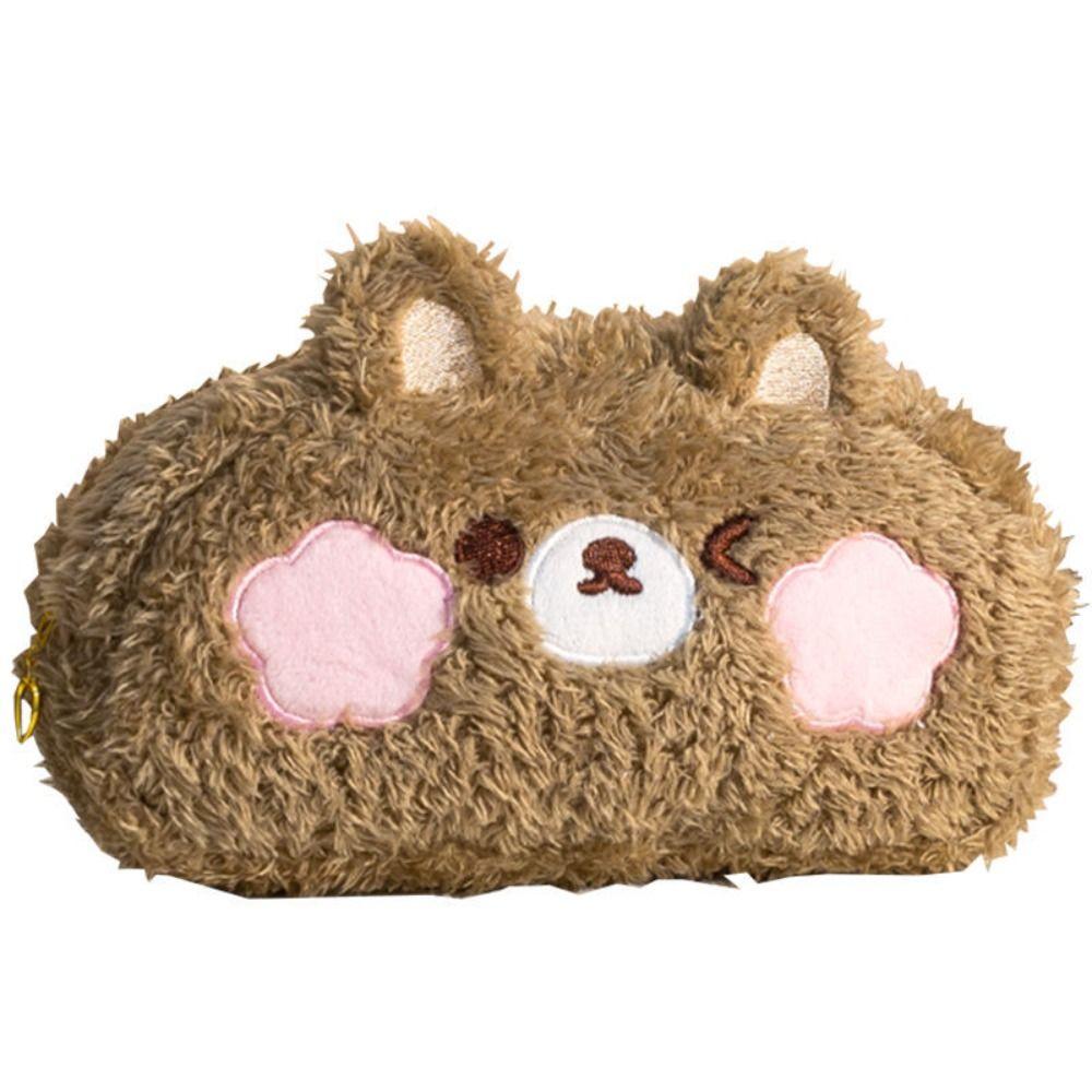 Large Capacity Plush Pencil Bag Plush Stuffed Frog Plush Pencil Case Student