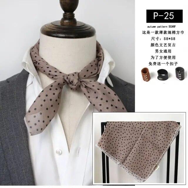 Cotton and Linen Men's Artistic Retro Scarf Korean Spring Autumn Winter Scarf Hip Hop Street Style Scarf Small Square Towel