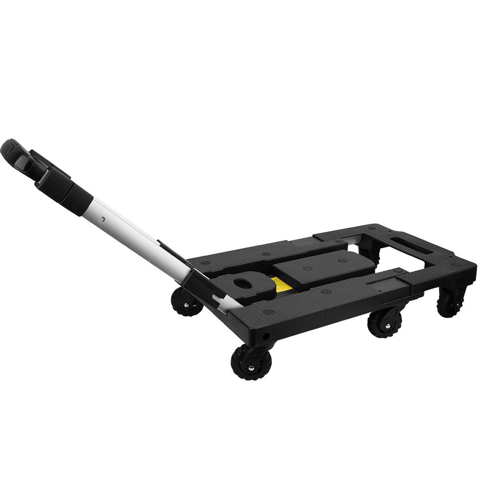 Portable Foldable Silent 7Wheel Platform Trolley Luggage Cart Hand Truck Adjustable Pulling Rod