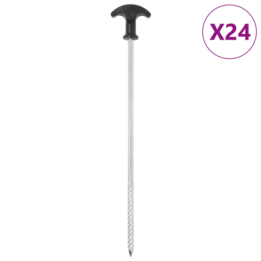 Tent Pegs 24 pcs 30 cm Ø7 mm Galvanized Steel
