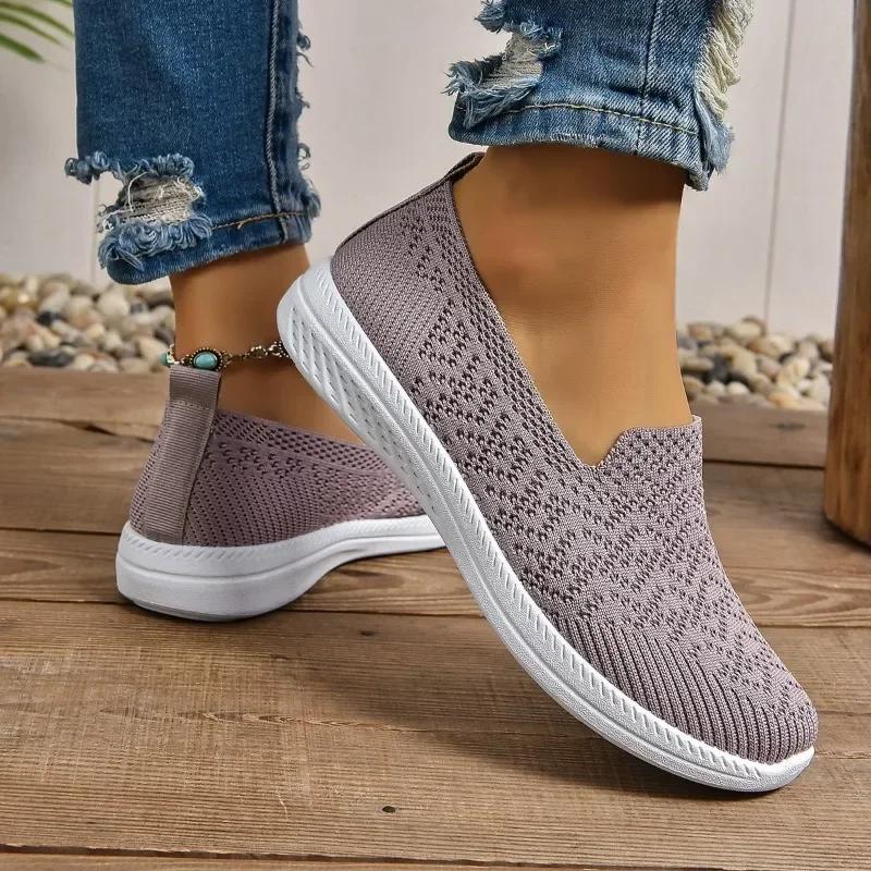 Модная женская обувь 2024 года, высококачественные женские туфли из вулканизированной кожи с неглубокой подошвой, модная женская повседневная обувь с круглым носком, новые легкие сетчатые кроссовки