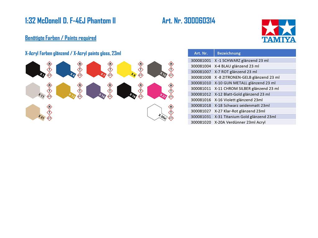 Tamiya Пластиковая модель самолета Air Force Phantom II 60314 1/32 № 14 Самооборона F-4EJ