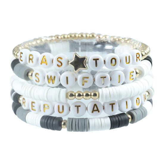 5 шт./компл. эластичный браслет с надписью «Singer Lover» из полимерной глины, браслет с бусинами, летний пляжный богемный многослойный браслет дружбы