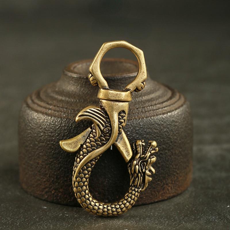 Новые винтажные медные фигурки дракона, маленькие украшения, ретро латунные автомобильные брелки с животными, украшения для офисного стола, аксессуары