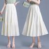 Белая плиссированная юбка средней и длинной длины, женская летняя юбка-свинг, показывающая тонкую однотонную длинную юбку, женская юбка с эффектом свисания