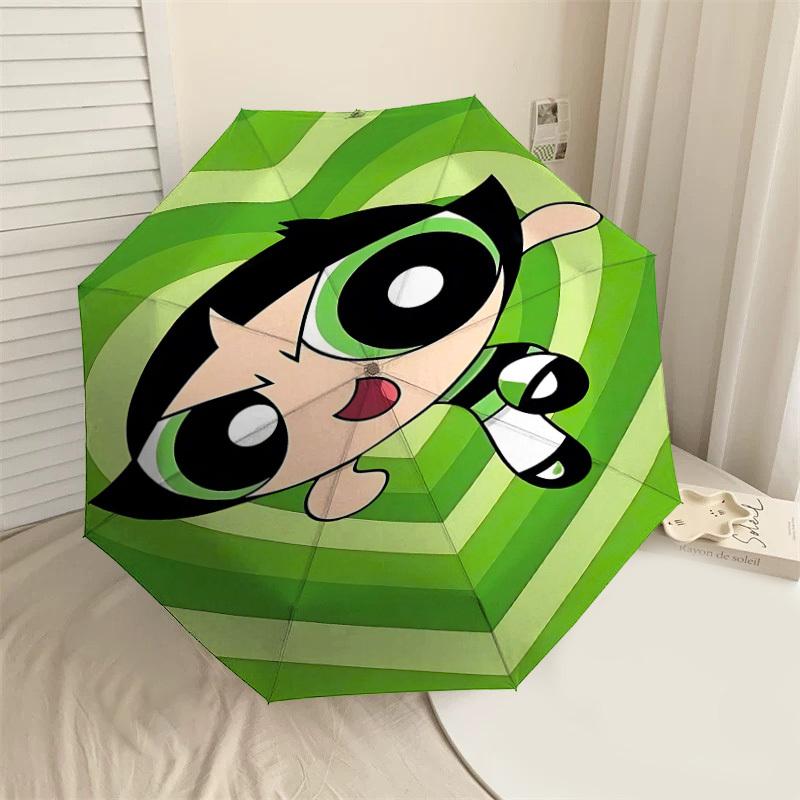 1PC Warner Powerpuff Girls Automatic Open/Close Umbrella with Windproof, 53-Rib Sturdy Canopy, Durable Ribs1270A