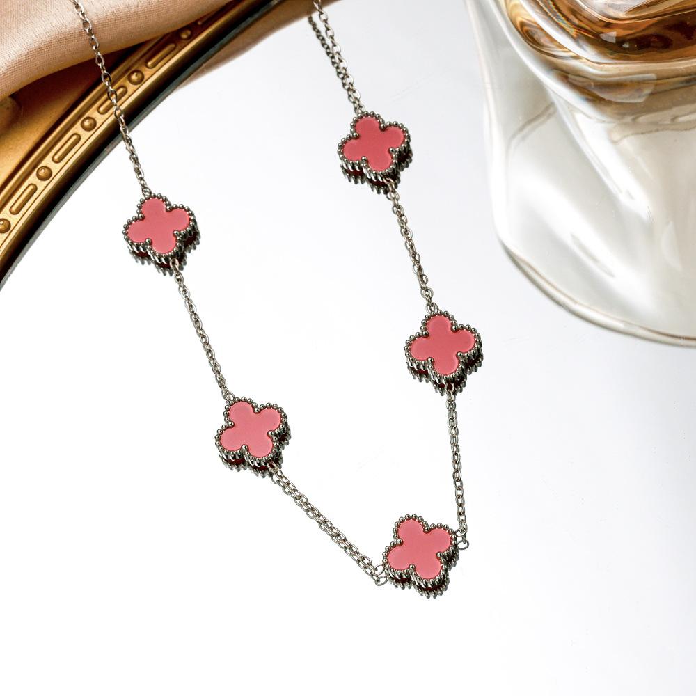 Ожерелье «Четырехлистный клевер», высококачественная двусторонняя титановая сталь, не выцветает, женский аксессуар для волос «Счастливый клевер»
