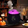 Halloween Witch Cauldron Set DIY Plastic Black Pot with Artificial Spiders Light Up Bubble Witch Cauldron for Halloween Kitchen Table Decor