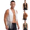 Men's Cowboy Vest Top Open Front Sleeveless Fringe Party Club Jacket Waistcoat