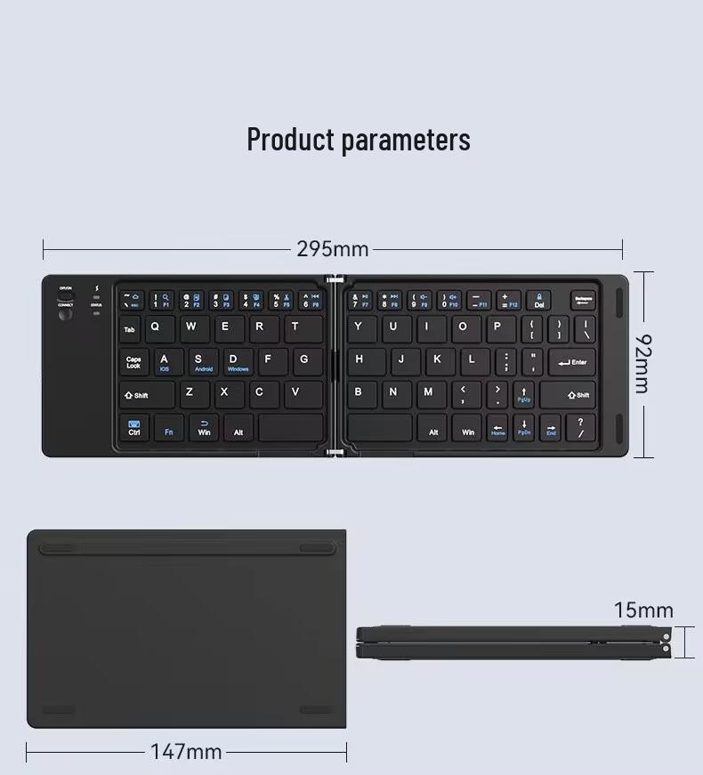 B028 Портативная мини-беспроводная Bluetooth-клавиатура, складывающаяся вдвое, для телефона, планшета и ноутбука