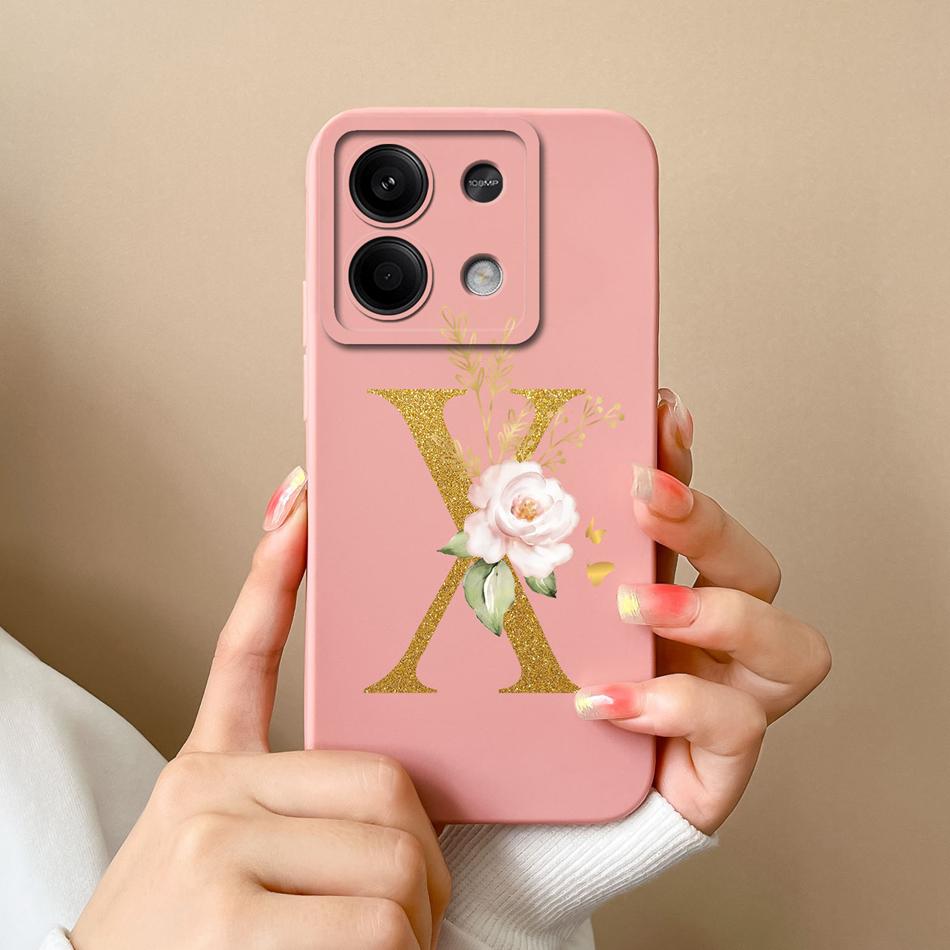 Чехол для телефона для Redmi Note 13 Pro 4G 5G, элегантный с буквой, мягкий жидкий силикон, защита по всему корпусу для Redmi Note13 13Pro, Fundas
