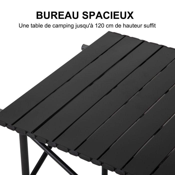 Table de camping - K IKIDO - 90x50x54cm - Acier au carbone - Charge 60KG - Noir