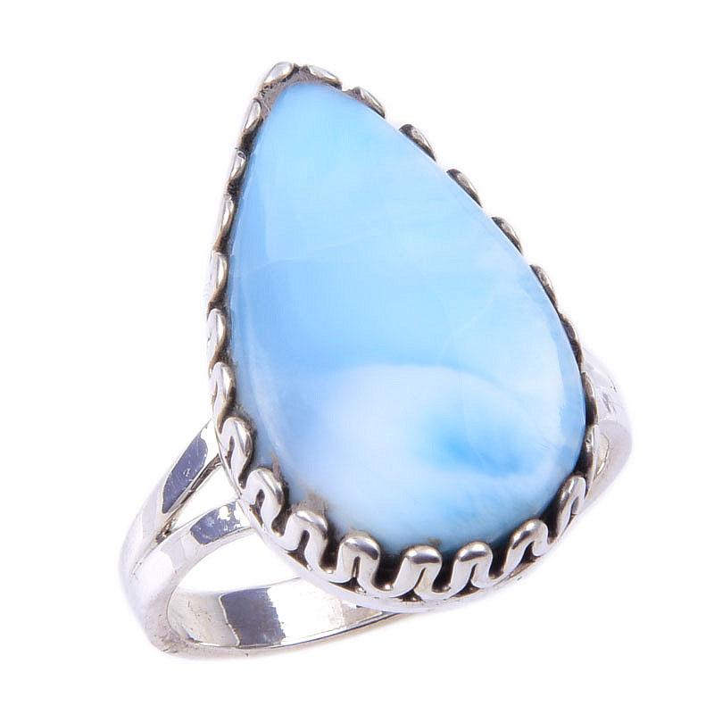 Natural Republic Larimar Gemstone 925 Solid Sterling Silver Gift Ring S.9 l8S12