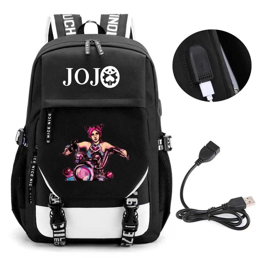 Аниме JOJO Джонатан Джостар Золотой Опыт Рюкзак Школьный с USB-портом Отделением для ноутбука для Мальчиков Девочек Дорожная сумка