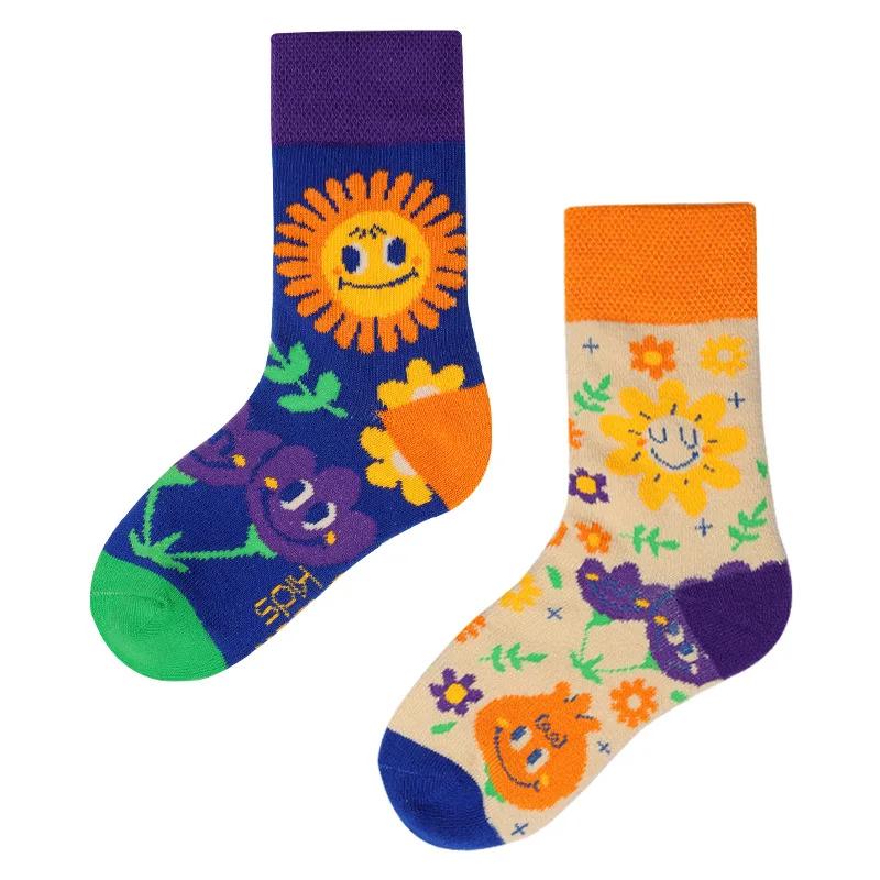 AB Новые детские носки в стиле родитель-ребенок для мальчиков и девочек, красочные, милые, мультяшные, модные, спортивные, детские, средней длины, хлопковые