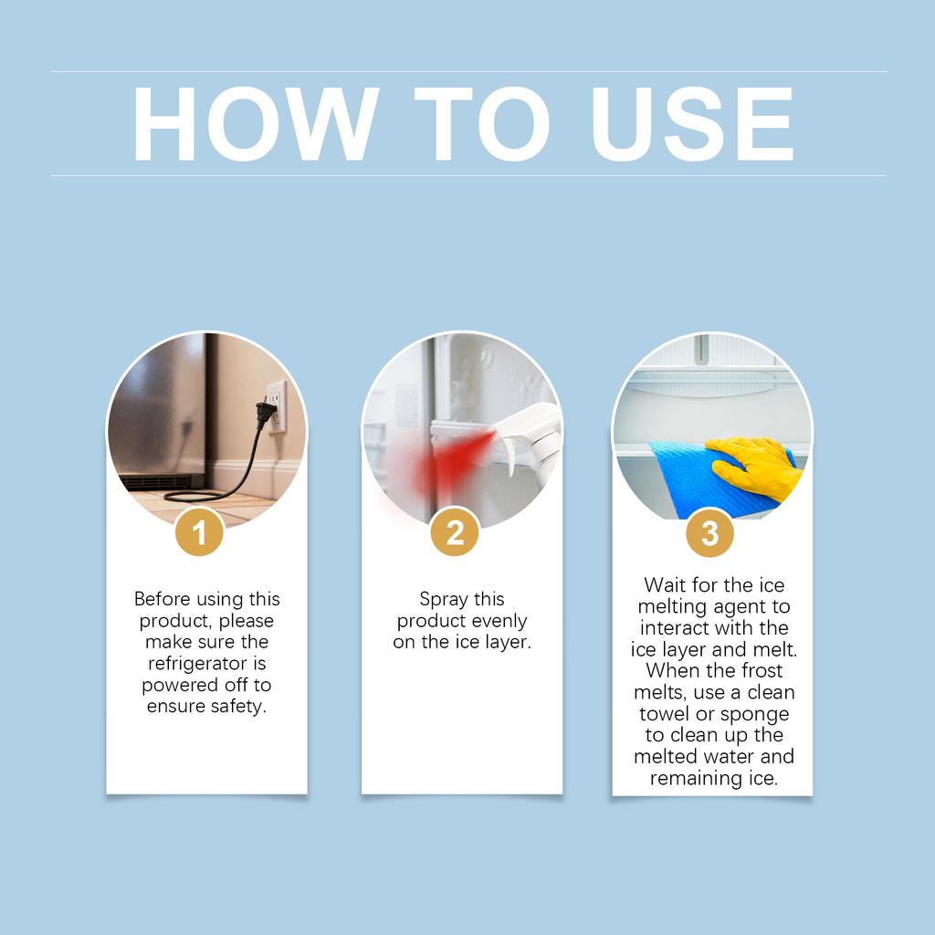 Разморозка холодильника Бытовая уборка Холодильник Морозильник Таяние снега и удаление льда Многоразовый антиобледенитель 120 мл