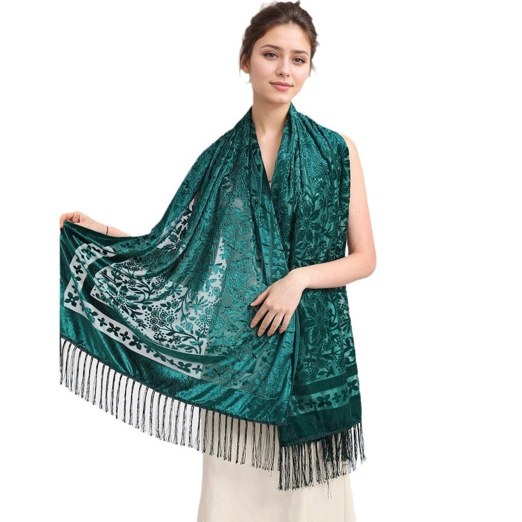 New Boho Velvet Shawl Ethnic Dinner Dress Shawl Multifunctional Scarf Head-wrap