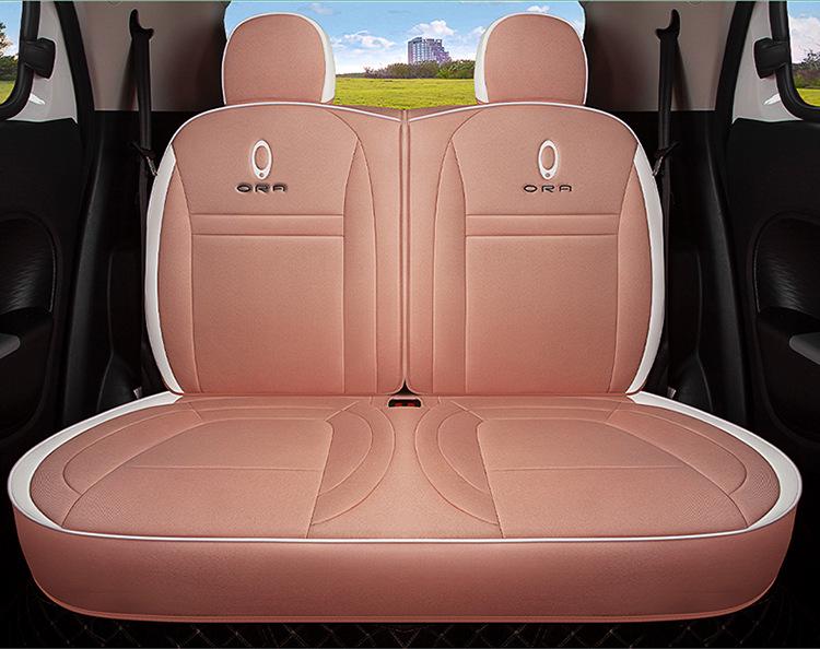 Great Wall ORA Cartoon Full Linen Four Seasons Seat Cushion for Five-Seat Electric Cars.