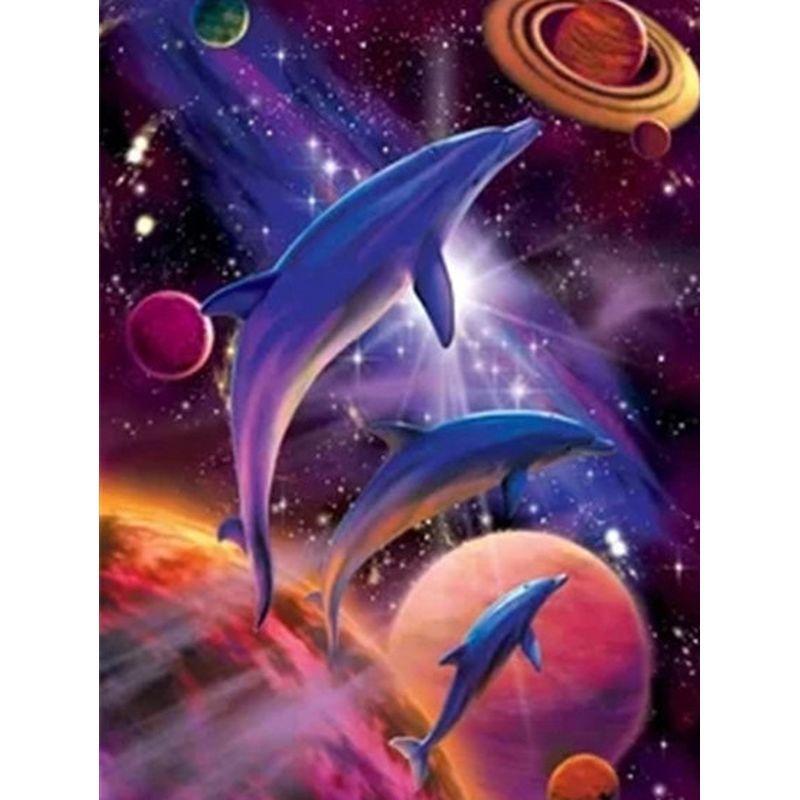 Round Diamond 5D DIY Diamond Painting "Space Planet Dolphin Waves" 3D Mosaic Embroidery Cross Stitch 5D Home Decoration