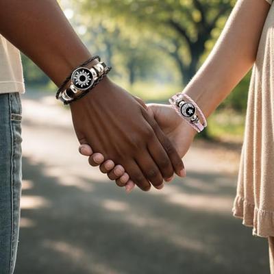 Отношения на расстоянии, плетеный браслет – парный светящийся браслет в виде солнца и луны, парные браслеты для пар, мужчины и женщины