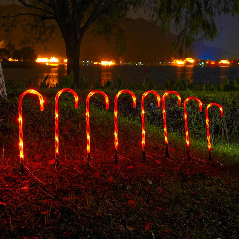 Solar Candy Cane Christmas Lights: Outdoor Waterproof Decorative Star Lights for Lawn and Landscape