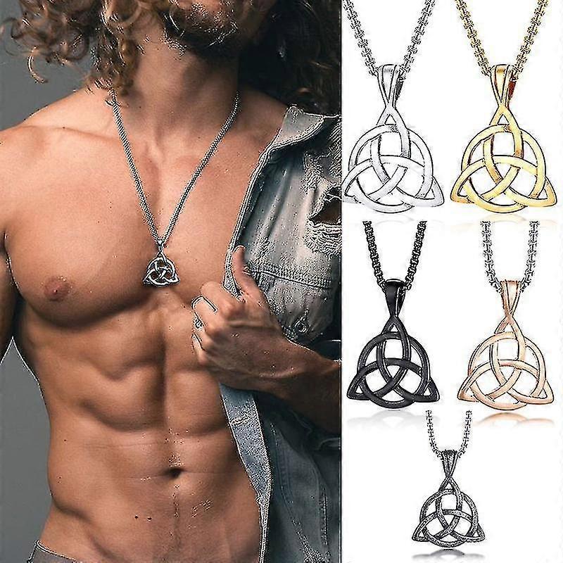Mens Necklaces,irish Trinitys Knot Pendant Necklace,stainless Steel Northern Europe Vintage Jewelry Colar
