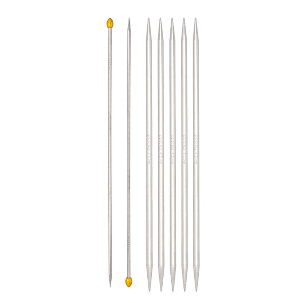 5 шт. двусторонних спиц для вязания из нержавеющей стали с 2 прямыми односторонними спицами для начинающих